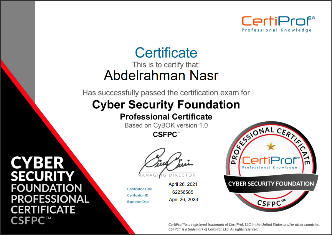 Cyber Security Foundation Professional Certificate   CSFPC™ 